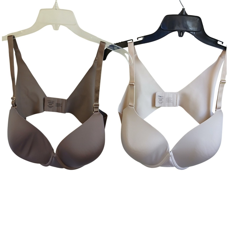 Lot of 2 Soma Vanishing 360 Perfect Coverage Bra 42C Two Neutral Colors